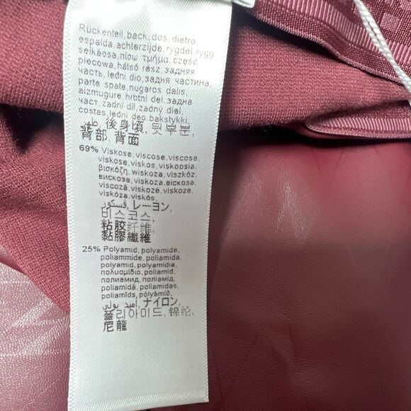 NWT Wolford Net Vegan Leather Leggings Port Royale Burgundy Logo High Waist Pant - Picture 11 of 12